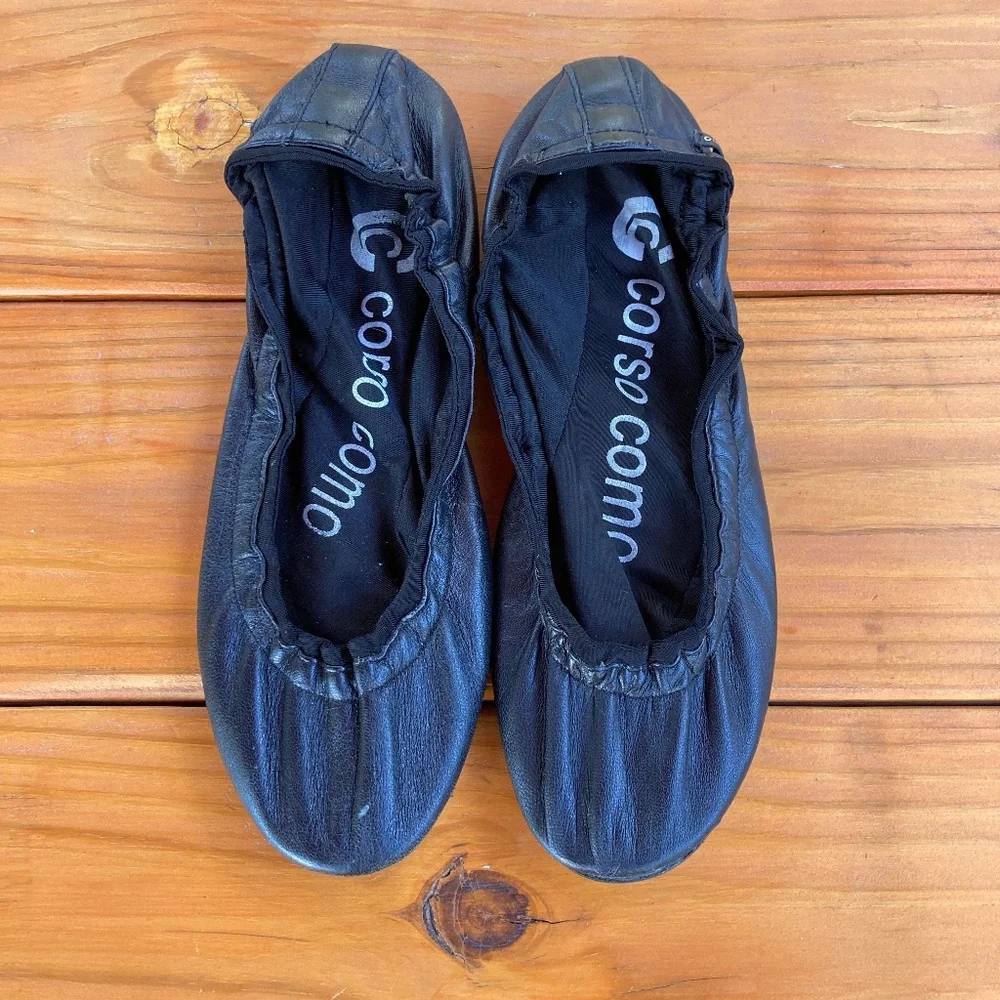 Corso Como Black Leather Ballasox, Possible Size 8-9, Foldable